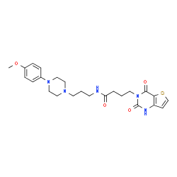 ChemSpider 2D Image | 4-(2,4-Dioxo-1,4-dihydrothieno[3,2-d]pyrimidin-3(2H)-yl)-N-{3-[4-(4-methoxyphenyl)-1-piperazinyl]propyl}butanamide | C24H31N5O4S
