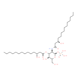 ChemSpider 2D Image | 2-Deoxy-3-O-[(3R)-3-hydroxytetradecanoyl]-2-{[(3R)-3-hydroxytetradecanoyl]amino}-1-O-phosphono-alpha-D-erythro-hexopyranose | C34H66NO12P