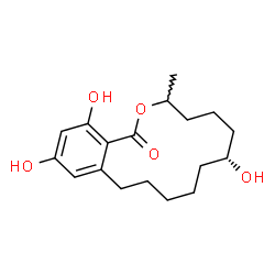 ChemSpider 2D Image | (7R)-7,14,16-Trihydroxy-3-methyl-3,4,5,6,7,8,9,10,11,12-decahydro-1H-2-benzoxacyclotetradecin-1-one | C18H26O5