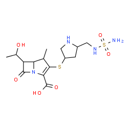 ChemSpider 2D Image | 6-(1-Hydroxyethyl)-4-methyl-7-oxo-3-({5-[(sulfamoylamino)methyl]-3-pyrrolidinyl}sulfanyl)-1-azabicyclo[3.2.0]hept-2-ene-2-carboxylic acid | C15H24N4O6S2
