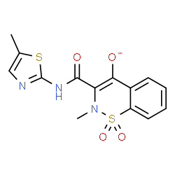ChemSpider 2D Image | 2-Methyl-3-[(5-methyl-1,3-thiazol-2-yl)carbamoyl]-2H-1,2-benzothiazin-4-olate 1,1-dioxide | C14H12N3O4S2