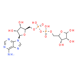 ChemSpider 2D Image | [(2R,3S,4R,5R)-5-(6-Amino-9H-purin-9-yl)-3,4-dihydroxytetrahydro-2-furanyl]methyl [(3S,4R)-3,4,5-trihydroxytetrahydro-2-furanyl]methyl dihydrogen diphosphate (non-preferred name) | C15H23N5O14P2