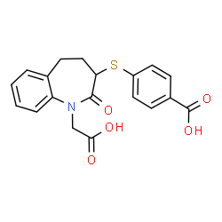 ChemSpider 2D Image | 4-{[1-(Carboxymethyl)-2-oxo-2,3,4,5-tetrahydro-1H-1-benzazepin-3-yl]sulfanyl}benzoic acid | C19H17NO5S
