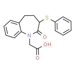 ChemSpider 2D Image | [2-Oxo-3-(phenylsulfanyl)-2,3,4,5-tetrahydro-1H-1-benzazepin-1-yl]acetic acid | C18H17NO3S