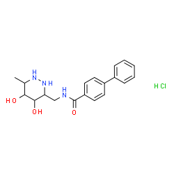 ChemSpider 2D Image | N-[(4,5-Dihydroxy-6-methylhexahydro-3-pyridazinyl)methyl]-4-biphenylcarboxamide hydrochloride (1:1) | C19H24ClN3O3