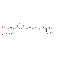 ChemSpider 2D Image | 4-{[2-(3,4-Dihydroxyphenyl)-2-hydroxyethyl]amino}pentyl 4-methylbenzoate | C21H27NO5