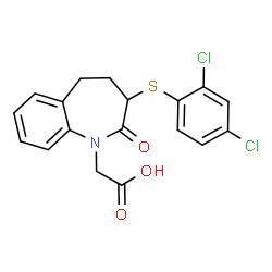 ChemSpider 2D Image | {3-[(2,4-Dichlorophenyl)sulfanyl]-2-oxo-2,3,4,5-tetrahydro-1H-1-benzazepin-1-yl}acetic acid | C18H15Cl2NO3S