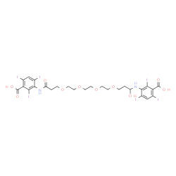 ChemSpider 2D Image | 3,3'-[(1-Hydroxy-16-oxo-4,7,10,13-tetraoxahexadecane-1,16-diyl)diimino]bis(2,4,6-triiodobenzoic acid) | C26H28I6N2O10