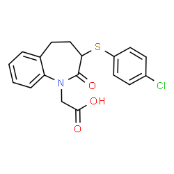 ChemSpider 2D Image | {3-[(4-Chlorophenyl)sulfanyl]-2-oxo-2,3,4,5-tetrahydro-1H-1-benzazepin-1-yl}acetic acid | C18H16ClNO3S