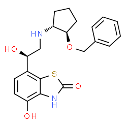 ChemSpider 2D Image | 7-[(1R)-2-{[(1R,2R)-2-(Benzyloxy)cyclopentyl]amino}-1-hydroxyethyl]-4-hydroxy-1,3-benzothiazol-2(3H)-one | C21H24N2O4S