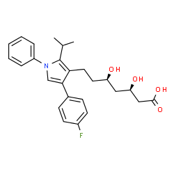 ChemSpider 2D Image | (3R,5R)-7-[4-(4-Fluorophenyl)-2-isopropyl-1-phenyl-1H-pyrrol-3-yl]-3,5-dihydroxyheptanoic acid | C26H30FNO4
