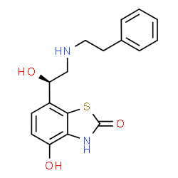 ChemSpider 2D Image | 4-Hydroxy-7-{(1R)-1-hydroxy-2-[(2-phenylethyl)amino]ethyl}-1,3-benzothiazol-2(3H)-one | C17H18N2O3S