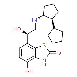 ChemSpider 2D Image | 7-{(1R)-2-[(1S,2R)-1,1'-Bi(cyclopentyl)-2-ylamino]-1-hydroxyethyl}-4-hydroxy-1,3-benzothiazol-2(3H)-one | C19H26N2O3S