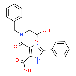ChemSpider 2D Image | 4-[Benzyl(carboxymethyl)carbamoyl]-2-phenyl-1H-imidazole-5-carboxylic acid | C20H17N3O5
