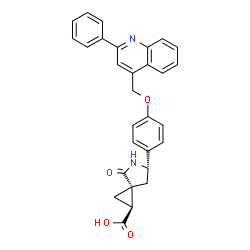 ChemSpider 2D Image | (1S,3R,6S)-4-Oxo-6-{4-[(2-phenyl-4-quinolinyl)methoxy]phenyl}-5-azaspiro[2.4]heptane-1-carboxylic acid | C29H24N2O4