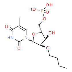 ChemSpider 2D Image | 2'-O-Butyl-5-methyluridine 5'-(dihydrogen phosphate) | C14H23N2O9P