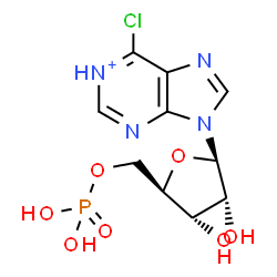 ChemSpider 2D Image | [(2R,3S,4R,5R)-5-(6-chloropurin-1-ium-9-yl)-3,4-dihydroxy-tetrahydrofuran-2-yl]methyl dihydrogen phosphate | C10H13ClN4O7P