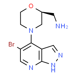 ChemSpider 2D Image | 1-[(2S)-4-(5-Bromo-1H-pyrazolo[3,4-b]pyridin-4-yl)-2-morpholinyl]methanamine | C11H14BrN5O