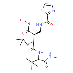 ChemSpider 2D Image | (2R,3R)-N~1~-[(2S)-3,3-Dimethyl-1-(methylamino)-1-oxo-2-butanyl]-N~4~-hydroxy-2-isobutyl-3-{[(1,3-thiazol-2-ylcarbonyl)amino]methyl}succinamide | C20H33N5O5S