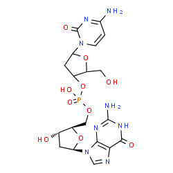 ChemSpider 2D Image | [(2R,3S,5R)-5-(2-amino-6-oxo-1H-purin-9-yl)-3-hydroxy-tetrahydrofuran-2-yl]methyl [5-(4-amino-2-oxo-pyrimidin-1-yl)-2-(hydroxymethyl)tetrahydrofuran-3-yl] hydrogen phosphate | C19H25N8O10P