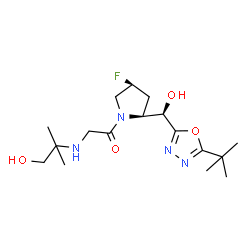ChemSpider 2D Image | 2-[(2-{(2s,4s)-2-[(R)-(5-Tert-Butyl-1,3,4-Oxadiazol-2-Yl)(Hydroxy)methyl]-4-Fluoropyrrolidin-1-Yl}-2-Oxoethyl)amino]-2-Methylpropan-1-Ol | C17H29FN4O4