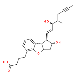 ChemSpider 2D Image | 4-{(1R,2R,8bS)-2-Hydroxy-1-[(1E,3S)-3-hydroxy-4-methyl-1-octen-6-yn-1-yl]-2,3,3a,8b-tetrahydro-1H-benzo[b]cyclopenta[d]furan-5-yl}butanoic acid | C24H30O5