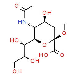 ChemSpider 2D Image | Methyl (6R)-5-acetamido-3,5-dideoxy-6-[(1S,2R)-1,2,3-trihydroxypropyl]-beta-L-threo-hex-2-ulopyranosidonic acid | C12H21NO9
