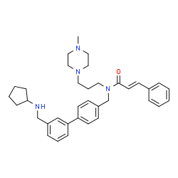 ChemSpider 2D Image | (2E)-N-({3'-[(Cyclopentylamino)methyl]-4-biphenylyl}methyl)-N-[3-(4-methyl-1-piperazinyl)propyl]-3-phenylacrylamide | C36H46N4O