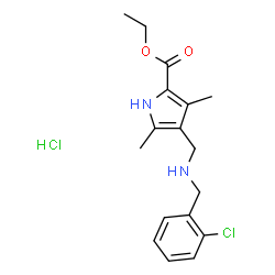 ChemSpider 2D Image | Ethyl 4-{[(2-chlorobenzyl)amino]methyl}-3,5-dimethyl-1H-pyrrole-2-carboxylate hydrochloride (1:1) | C17H22Cl2N2O2