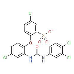 ChemSpider 2D Image | 5-Chloro-2-(4-chloro-2-{[(3,4-dichlorophenyl)carbamoyl]amino}phenoxy)benzenesulfonate | C19H11Cl4N2O5S
