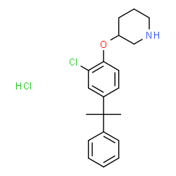 ChemSpider 2D Image | 3-[2-Chloro-4-(2-phenyl-2-propanyl)phenoxy]piperidine hydrochloride (1:1) | C20H25Cl2NO