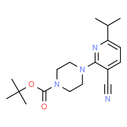 ChemSpider 2D Image | tert-butyl 4-[3-cyano-6-(propan-2-yl)pyridin-2-yl]piperazine-1-carboxylate | C18H26N4O2