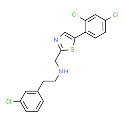 ChemSpider 2D Image | 2-(3-Chlorophenyl)-N-{[5-(2,4-dichlorophenyl)-1,3-thiazol-2-yl]methyl}ethanamine | C18H15Cl3N2S