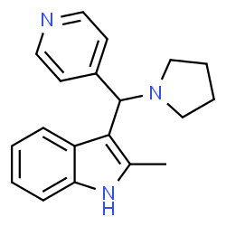 ChemSpider 2D Image | 2-Methyl-3-[4-pyridinyl(1-pyrrolidinyl)methyl]-1H-indole | C19H21N3