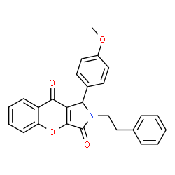 ChemSpider 2D Image | 1-(4-Methoxyphenyl)-2-(2-phenylethyl)-1,2-dihydrochromeno[2,3-c]pyrrole-3,9-dione | C26H21NO4