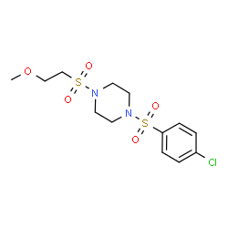 ChemSpider 2D Image | 1-[(4-Chlorophenyl)sulfonyl]-4-[(2-methoxyethyl)sulfonyl]piperazine | C13H19ClN2O5S2