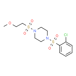 ChemSpider 2D Image | 1-[(2-Chlorophenyl)sulfonyl]-4-[(2-methoxyethyl)sulfonyl]piperazine | C13H19ClN2O5S2