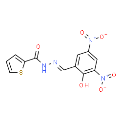 ChemSpider 2D Image | N'-[(E)-(2-Hydroxy-3,5-dinitrophenyl)methylene]-2-thiophenecarbohydrazide | C12H8N4O6S