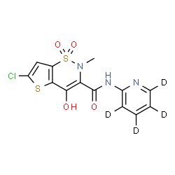 ChemSpider 2D Image | 6-Chloro-4-hydroxy-2-methyl-N-[(~2~H_4_)-2-pyridinyl]-2H-thieno[2,3-e][1,2]thiazine-3-carboxamide 1,1-dioxide | C13H6D4ClN3O4S2