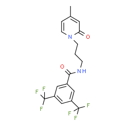 ChemSpider 2D Image | N-[3-(4-Methyl-2-oxo-1(2H)-pyridinyl)propyl]-3,5-bis(trifluoromethyl)benzamide | C18H16F6N2O2