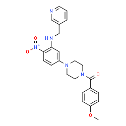 ChemSpider 2D Image | (4-Methoxyphenyl)(4-{4-nitro-3-[(3-pyridinylmethyl)amino]phenyl}-1-piperazinyl)methanone | C24H25N5O4