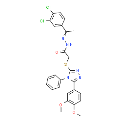 ChemSpider 2D Image | N'-[1-(3,4-Dichlorophenyl)ethylidene]-2-{[5-(3,4-dimethoxyphenyl)-4-phenyl-4H-1,2,4-triazol-3-yl]sulfanyl}acetohydrazide | C26H23Cl2N5O3S