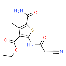 ChemSpider 2D Image | ethyl 5-carbamoyl-2-(2-cyanoacetamido)-4-methylthiophene-3-carboxylate | C12H13N3O4S