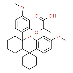 ChemSpider 2D Image | 2-[5-Methoxy-2-(6'-methoxy-1',3',4',9a'-tetrahydrospiro[cyclohexane-1,9'-xanthen]-4a'(2'H)-yl)phenoxy]propanoic acid | C29H36O6