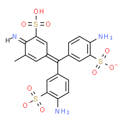ChemSpider 2D Image | 3,3'-{[(4E)-4-Imino-3-methyl-5-sulfo-2,5-cyclohexadien-1-ylidene]methylene}bis(6-aminobenzenesulfonate) | C20H17N3O9S3