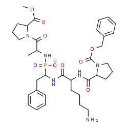 ChemSpider 2D Image | Methyl N-{[1-({1-[(benzyloxy)carbonyl]prolyllysyl}amino)-2-phenylethyl](hydroxy)phosphoryl}alanylprolinate | C36H51N6O9P