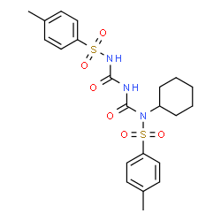 ChemSpider 2D Image | N-Cyclohexyl-4-methyl-N-({[(4-methylphenyl)sulfonyl]carbamoyl}carbamoyl)benzenesulfonamide | C22H27N3O6S2