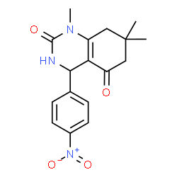ChemSpider 2D Image | 1,7,7-Trimethyl-4-(4-nitrophenyl)-4,6,7,8-tetrahydro-2,5(1H,3H)-quinazolinedione | C17H19N3O4