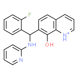 ChemSpider 2D Image | 7-[(2-Fluorophenyl)(2-pyridinylamino)methyl]-8-hydroxyquinolinium | C21H17FN3O