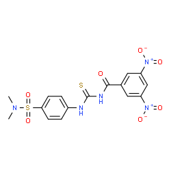 ChemSpider 2D Image | N-{[4-(Dimethylsulfamoyl)phenyl]carbamothioyl}-3,5-dinitrobenzamide | C16H15N5O7S2